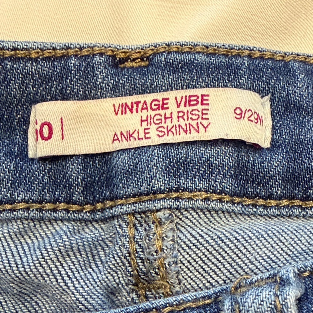 SO Juniors Vintage Vibe High Rise Ankle Skinny Jeans Blue Distressed Size 9/29W - Picture 2 of 14